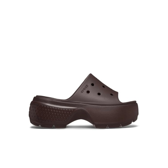 Crocs Stomp Unisex Platform Brown Slides Sz W 9 M 7 NWT - Picture 1 of 12